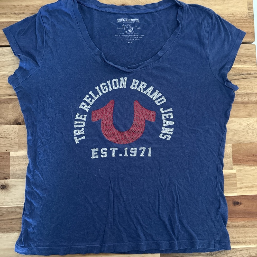 True Religion Women's Navy Graphic Tee